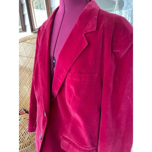 VIntage 1960s Martha Manning Womens Velvet Blazer Burgundy Sz 18 XL - Picture 2 of 13